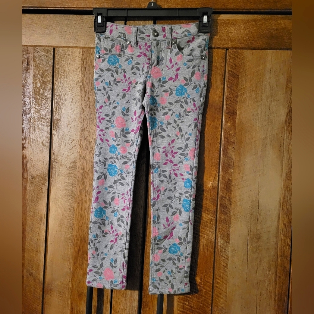 Gray Floral Cotton Skinny Jeans, Lee brand size 6